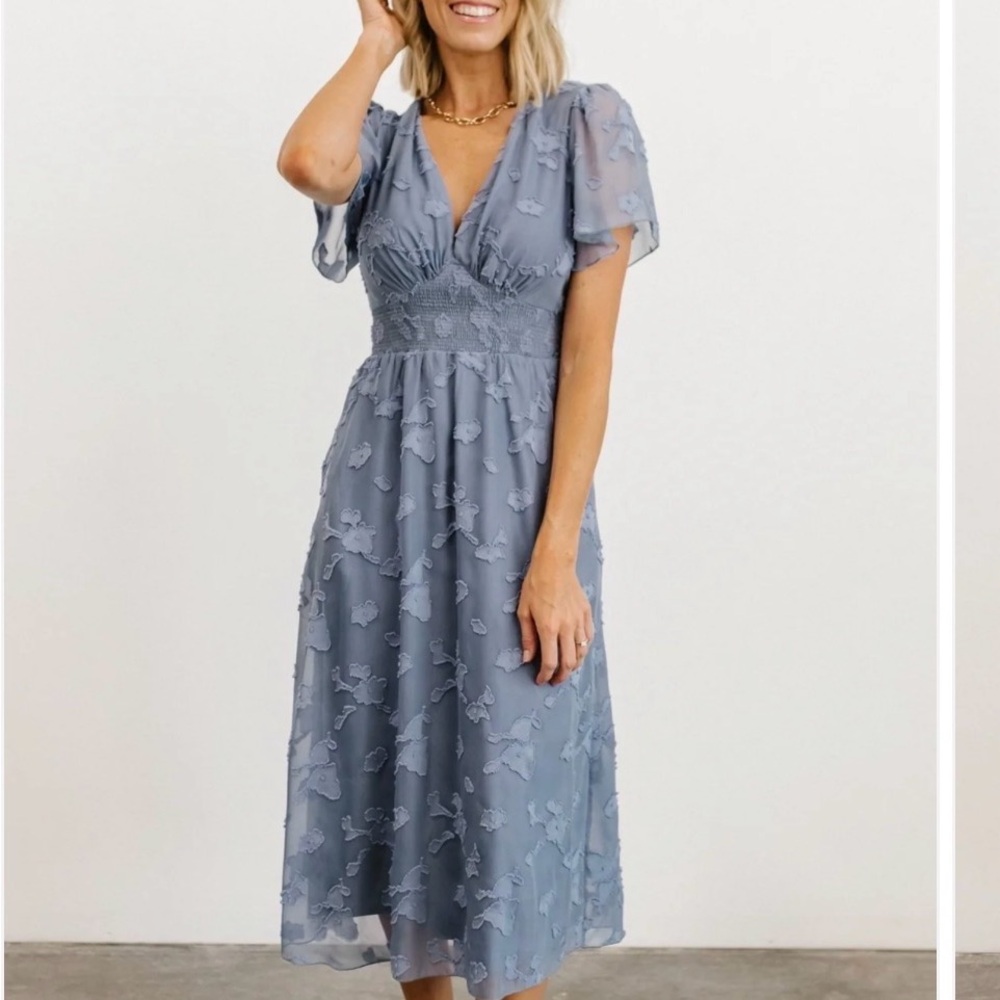 Baltic Born Dusty Blue Floral Midi Dress